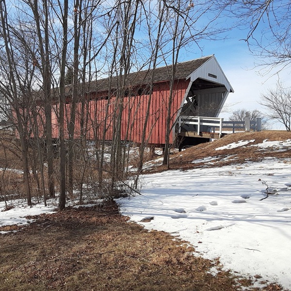 The structure is 81 feet long and painted in the traditional red color that characterizes the county’s covered bridges. 