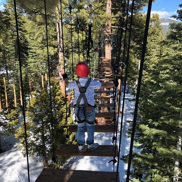 The park is situated in a picturesque forested area near Lake Tahoe, offering beautiful views and a serene natural setting for outdoor activities. 