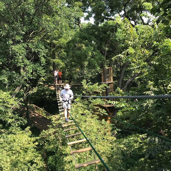 Located within Eugene T. Mahoney State Park, the adventure course provides stunning views of the park’s lush woodlands and scenic landscapes. 