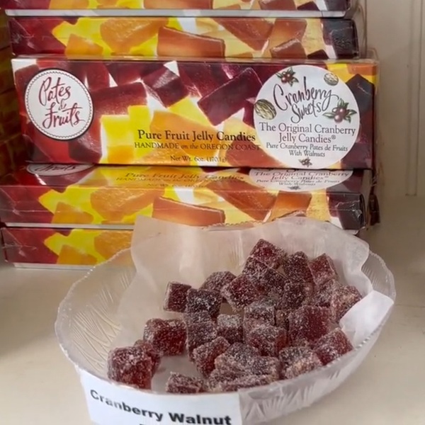The signature Original Cranberry Jelly Candy is the product most closely associated with the company's history, and its ruby-red candy is made with real cranberries and cranberry juice and is produced using a lengthy reduction process that concentrates the fruit's flavor. 