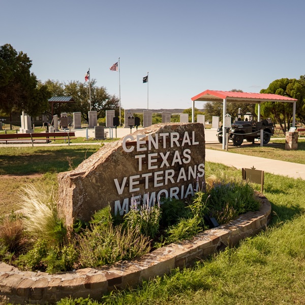 Military history, with tanks, equipment, and memorials, reminds the public about the role of Camp Bowie as they visit the Camp Bowie 36th Division Memorial Park. 
