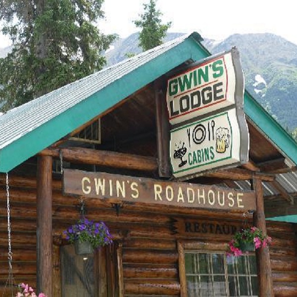 The historic Gwin's Lodge is one of the oldest log roadhouses in Alaska still operating today. 