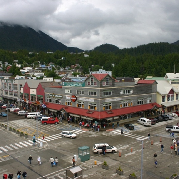 The Ketchikan downtown area is a favorite with summer cruise ship visitors. 