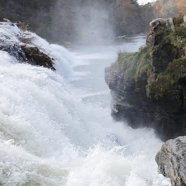 The falls are over 300 feet wide and run full after rainfall. 