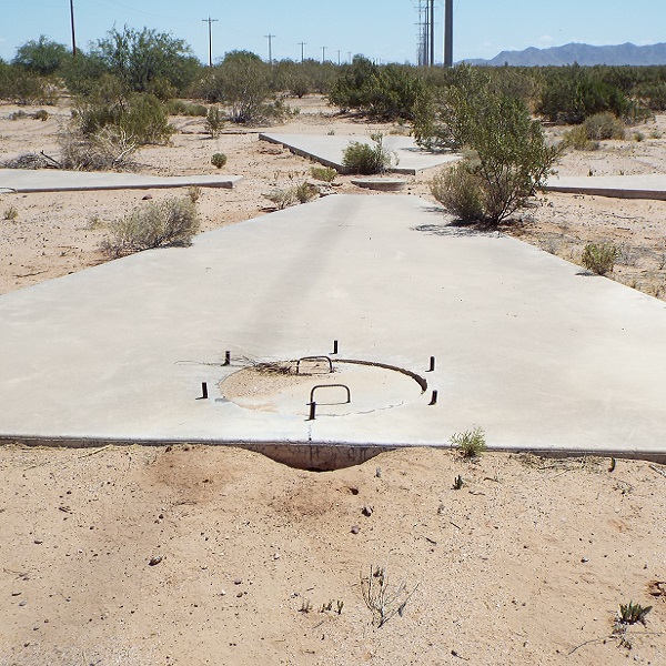 The desert still holds signs of the Casa Grande Corona Satellite Calibration Target, used to calibrate spy satellites decades ago. 