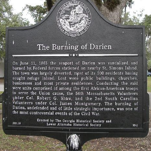 The Burning of Darien occurred in 1863, when Union Troops burned its port.