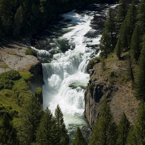 Astounding views of the Lower Mesa Falls can be seen from the Grandview Overlook one mile south of the Visitor Center along the Mesa Falls Scenic Byway.