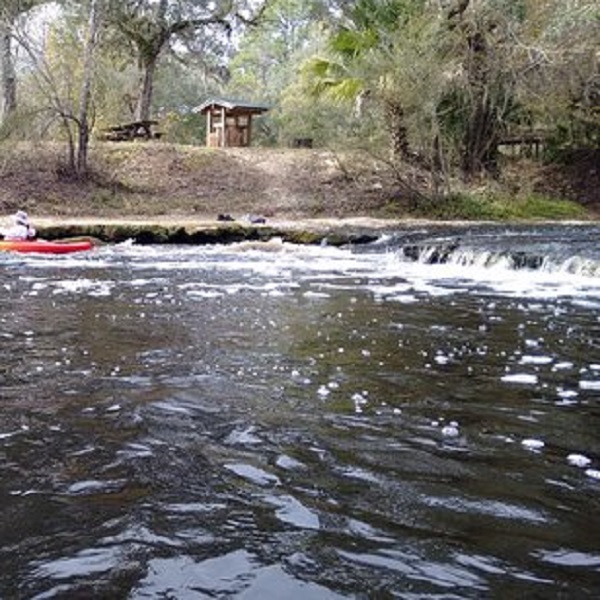 There is a park near the kayak launch with a picnic shelter, and restrooms. 