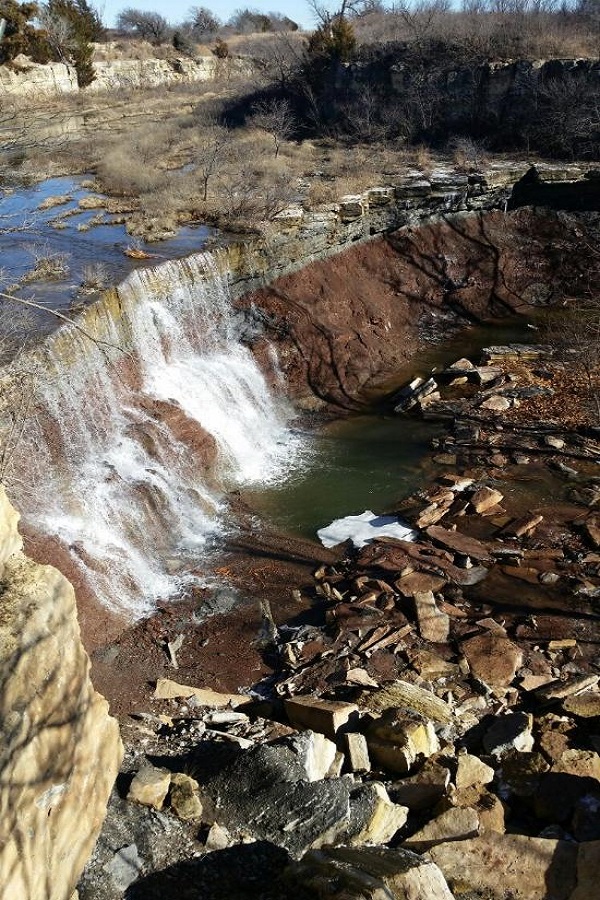Cowley State Fishing Lake Waterfall   - Display Image