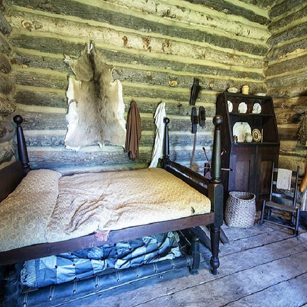 The cabins are furnished with handmade furniture. 