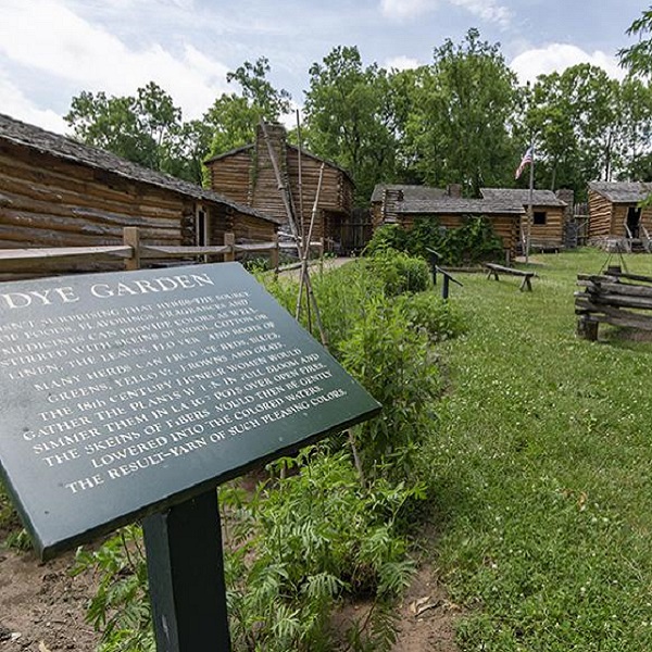 The reconstructed fort contains several log structures.