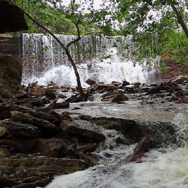 Cowley State Fishing Lake Waterfall   - Webpage Image