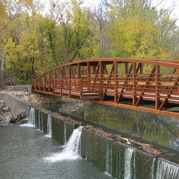 The Walnut River Spillway Waterfall. 