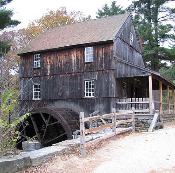 The Cider Mill, in Sturbridge Village, is one of the few in New England that has survived. This building still boasts an original cider press with massive oak screws.