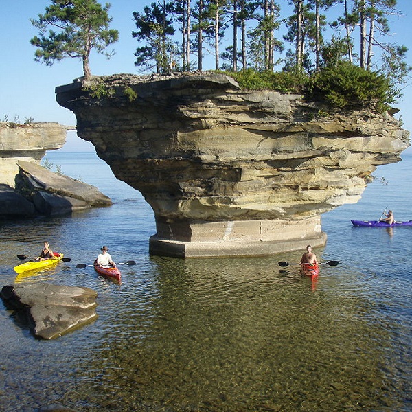 Unusual rock formations makes kayaking fun around Port Austin.