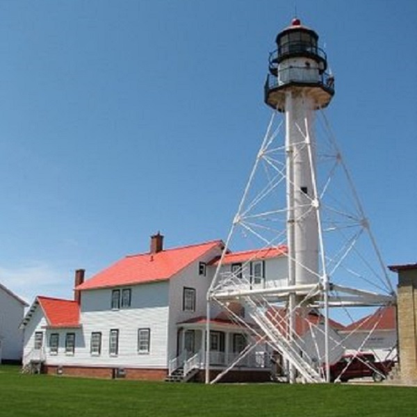 The light at Whitefish Point is a close drive from Crisp Point Lighthouse.
