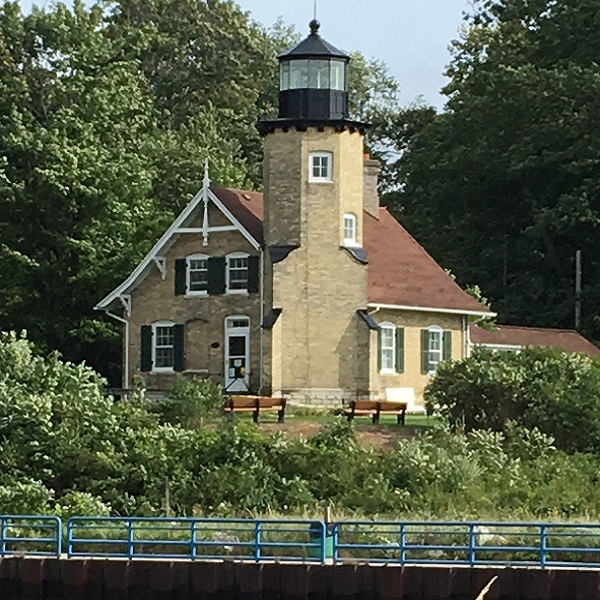 The White Lake River Lighthouse sits at the head of the channel that leads to the “great lake”  of White Lake, seven miles long and a mile wide.