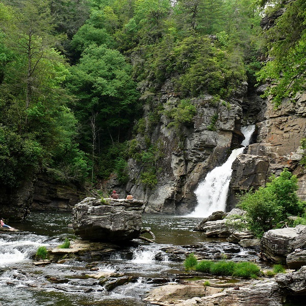 These cascades start the beginning of the 90-foot plunge of the Linville Falls. 