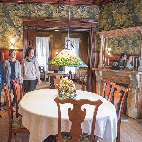 The house contains approximately a quarter of the Hubbard family's original furniture, with remaining antique furnishings donated by patrons of the museum. 