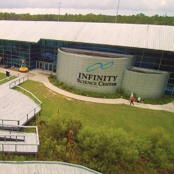 NASA was an early partner in the Infinity Space Center, dedicating 199 leasable acres four miles south of the Stennis Space Center main entrance, next to the Welcome Center.