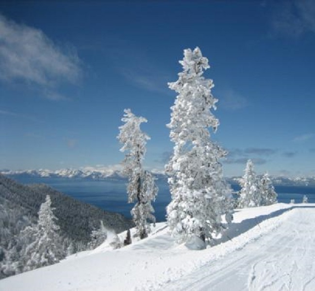 View of Lake Tahoe from Diamond Peak Ski Area in Incline Village. 