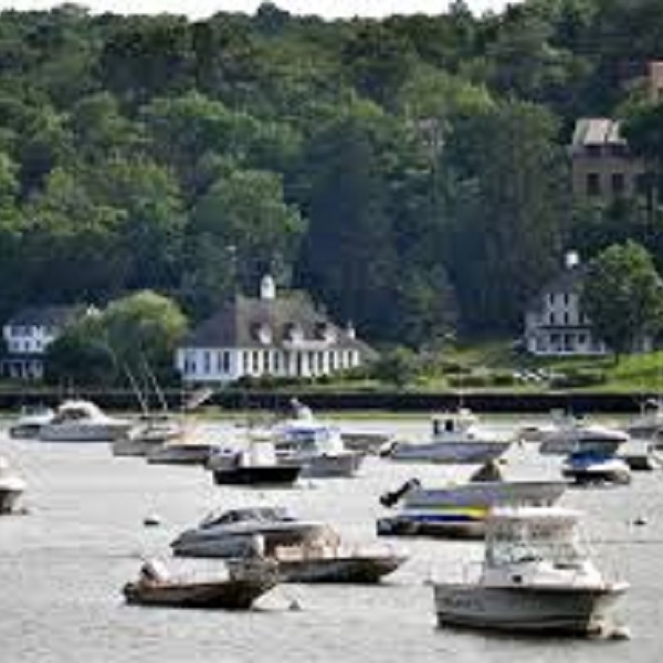 Cold Spring Harbor Village from the water. It attracts boaters and sailors on beautiful summer days. 