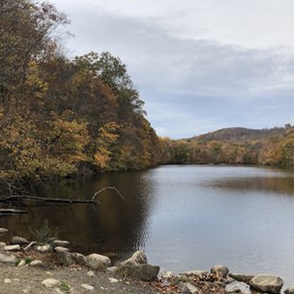 Park trails include one around the reservoir. 
