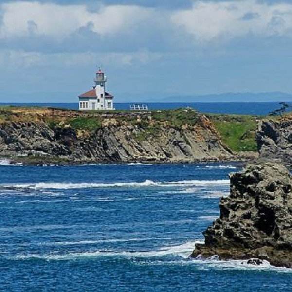 Cape Arago Lighthouse is just 30 miles south of Reedsport on the rocky Oregon coast, near Coos Bay.