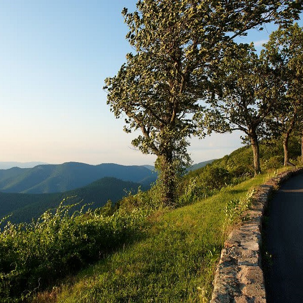 Views of the Shenandoah Valley and the Blue Ridge Mountains can be seen from multiple pull-outs along Skyline Drive.