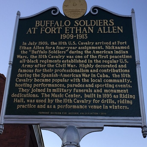 The Buffalo Soldiers was a regiment of African-American soldiers serving at Fort Ethan Allen in Colchester. 