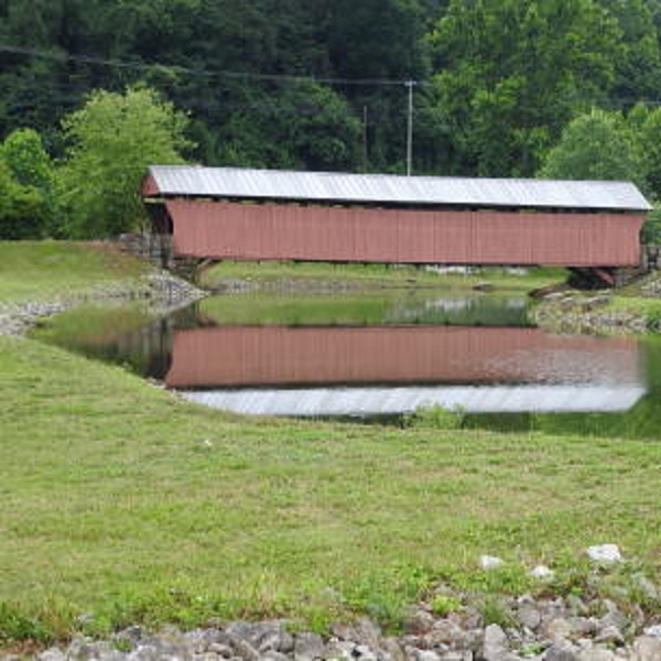 To save the bridge, the city moved it to its current location over a pond in WV Pumpkin Park. 