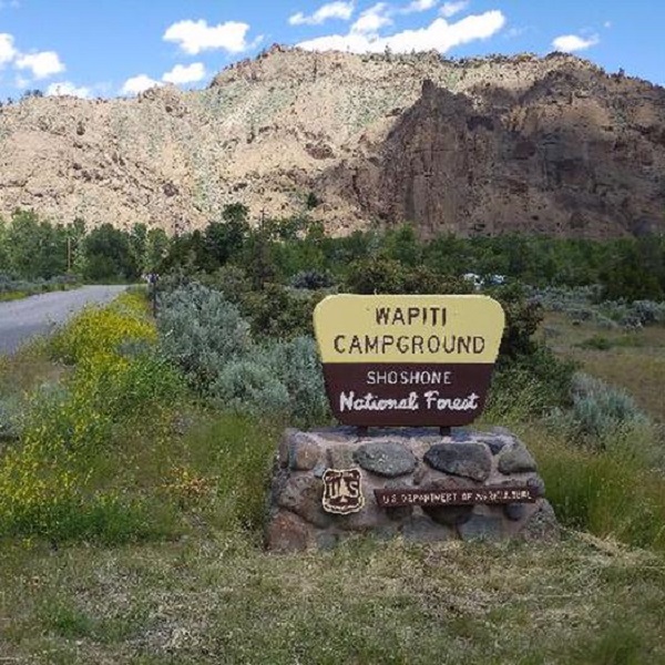 The Wapiti campground, located about 30 miles from Cody near Yellowstone’s east entrance, is run by the US Forest Service. 