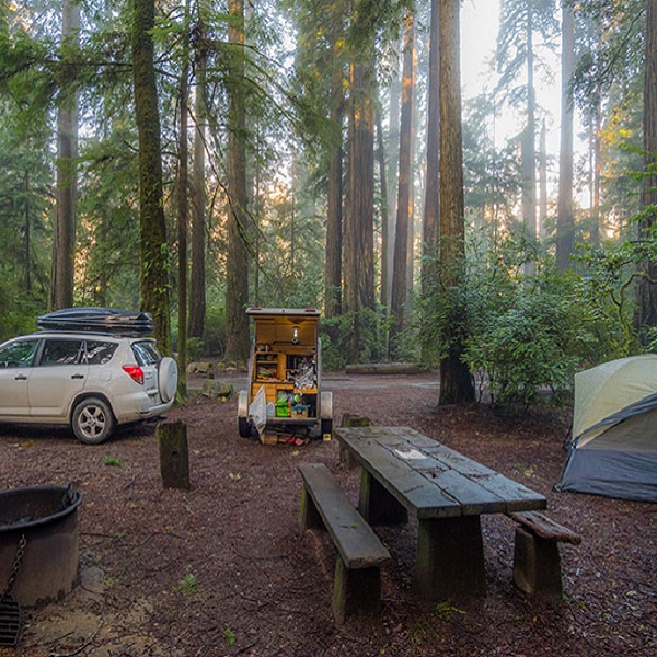Lower Pines campground is perfect for tent camping, but make sure to keep food in bear-proof containers since black bears roam the campground nightly looking for human food. 