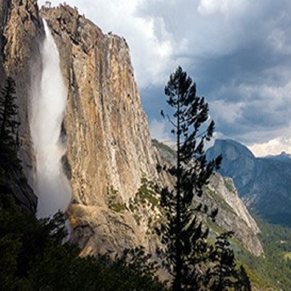 Yosemite Creek feeds these falls after a 13-mile journey from Grants Lake to the Merced River, which runs through Yosemite Valley. 