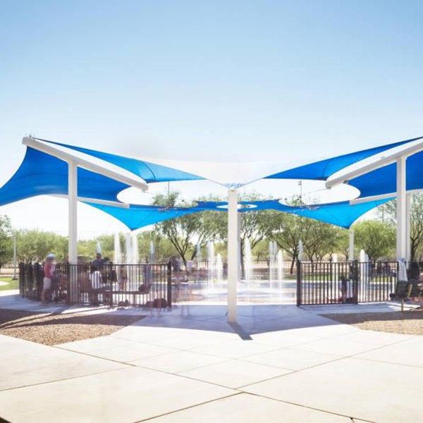 The Heritage River Park Splash Pad has 4,500 square feet of interactive water play area. 