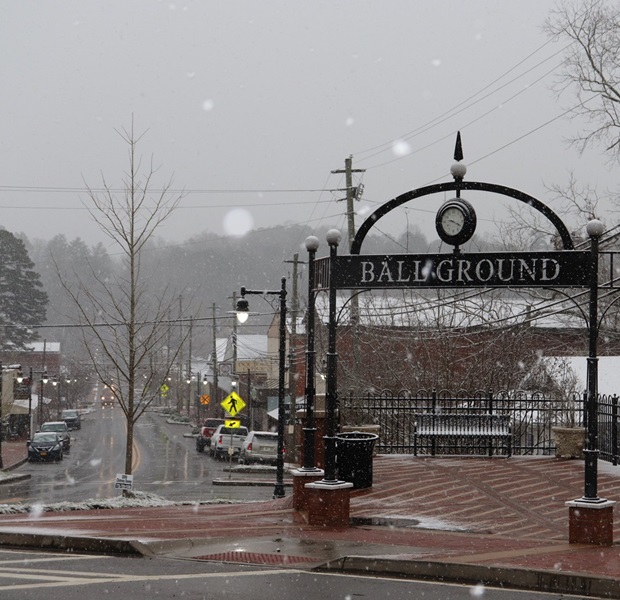 Ball Ground's downtown is charming regardless of the season. 