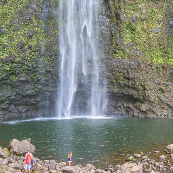 The cool water at the base of the falls is the reward for the two-mile strenuous hike. 