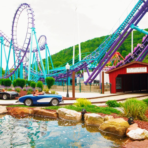 Over time, Lake Compounce has expanded with new rides, including the family-friendly fun of the Zoomerang. 