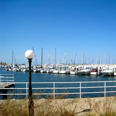 A boat basin within the Michigan City Harbor.