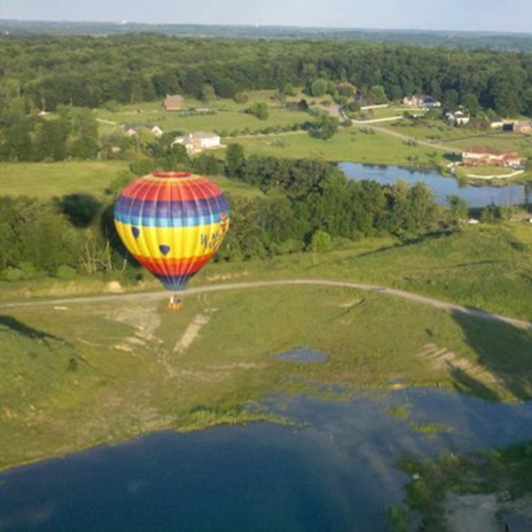 Although available all summer, Wicker Basket Balloon Center sometimes offers special winter flights, soaring above a wintery Wixom. 