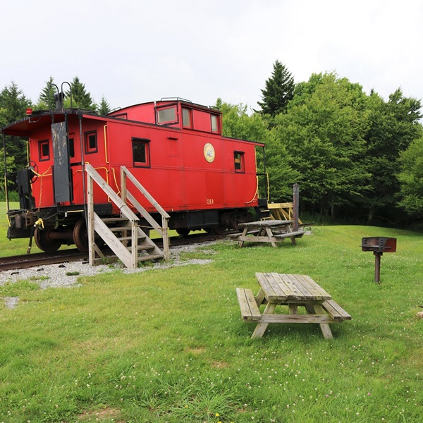Caboose rentals are available for all-day or overnight stays at Bald Knob. 