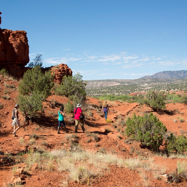 The Pueblo is surrounded by breathtaking landscapes, including red rock formations and lush forested areas, ideal for outdoor activities such as hiking and bird watching. 