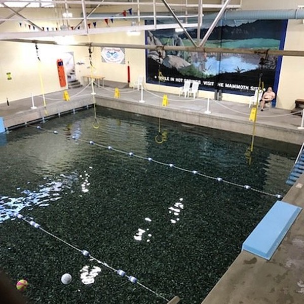 The main feature of Evans Plunge is the large indoor pool, which is filled with mineral-rich spring water. 