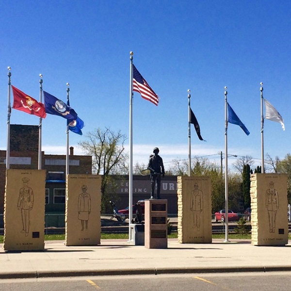 Freedom Defenders Veterans Memorial honors veterans from the Bemidji area and is located near the historic Great Northern Depot. 