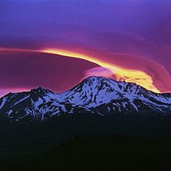 Sunset over Mt. Shasta, one of the highest mountains in the United States, as it stands majestically over Redding. 