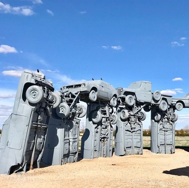 Visitors can explore Carhenge, a quirky and imaginative replica of England's Stonehenge, constructed entirely from vintage American cars. 