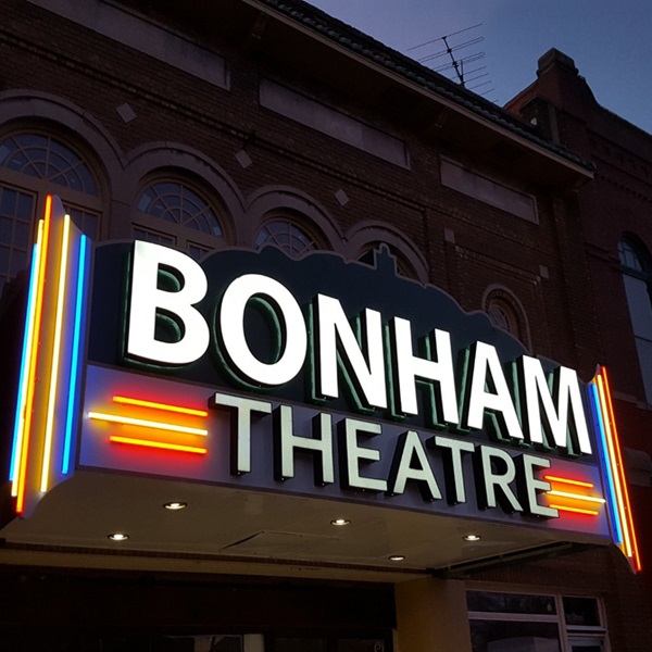 The Bonham Theatre in downtown Fairbury is a historic movie theater that has been restored and reopened as a community arts center. 