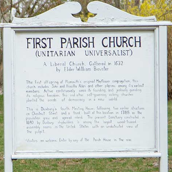 The First Parish Church in Duxbury is one of the oldest Unitarian Universalist congregations in the United States, established in 1632. 