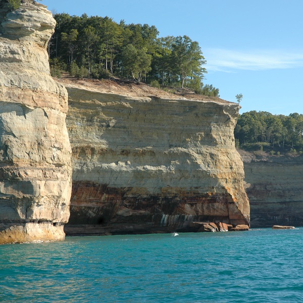The cliffs are best viewed from the water by boat, kayak, or paddleboard, though there are also several scenic overlooks accessible by car or hiking. 