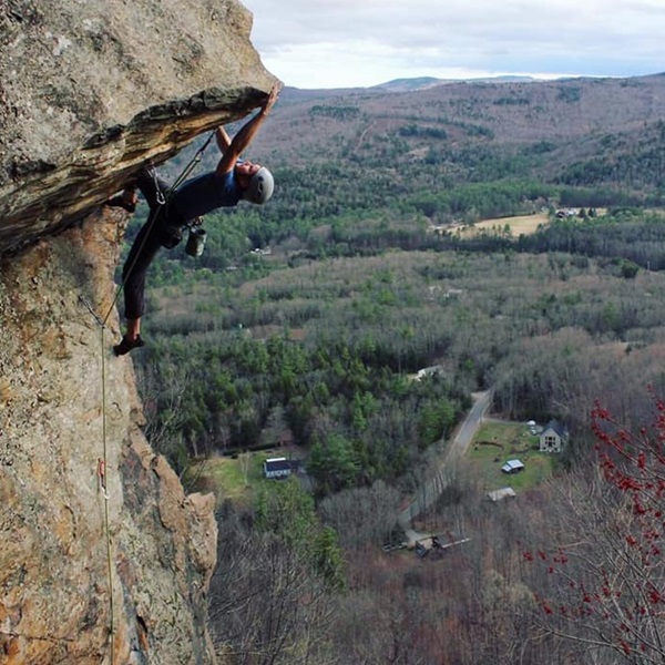 Rumney Rocks is located in the White Mountain National Forest, providing beautiful views of the surrounding forests and mountains. 